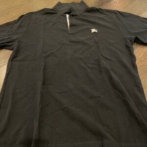 Burberry Black Polo with Check Accent